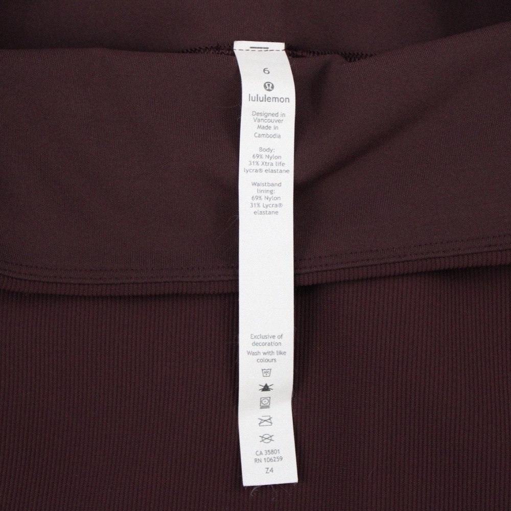 Lululemon Solid‎ Ribbed High Rise Midi Pencil Skirt 6 Plum Burgundy Back Vent - Picture 4 of 4